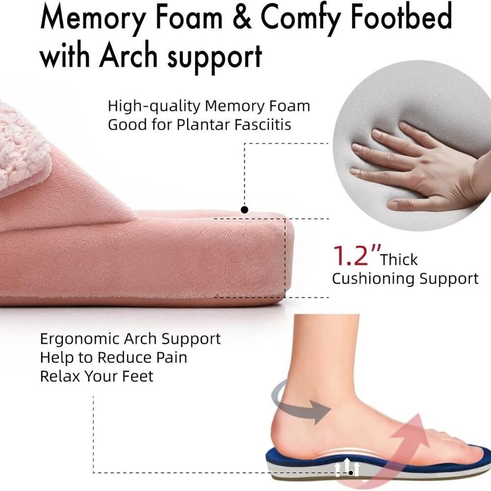 Women's Orthotic Slippers Memory Foam Arch Support Indoor Outdoor House Shoes - Picture 4 of 7